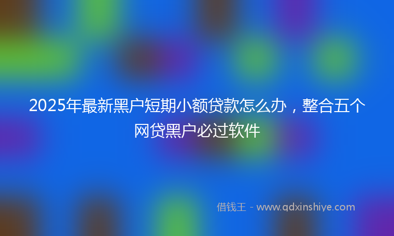 2025年最新黑户短期小额贷款怎么办，整合五个网贷黑户必过软件