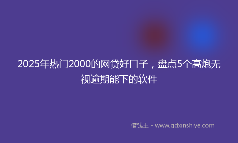 2025年热门2000的网贷好口子，盘点5个高炮无视逾期能下的软件