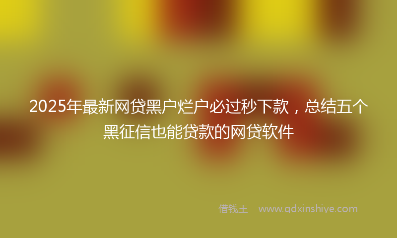 2025年最新网贷黑户烂户必过秒下款，总结五个黑征信也能贷款的网贷软件