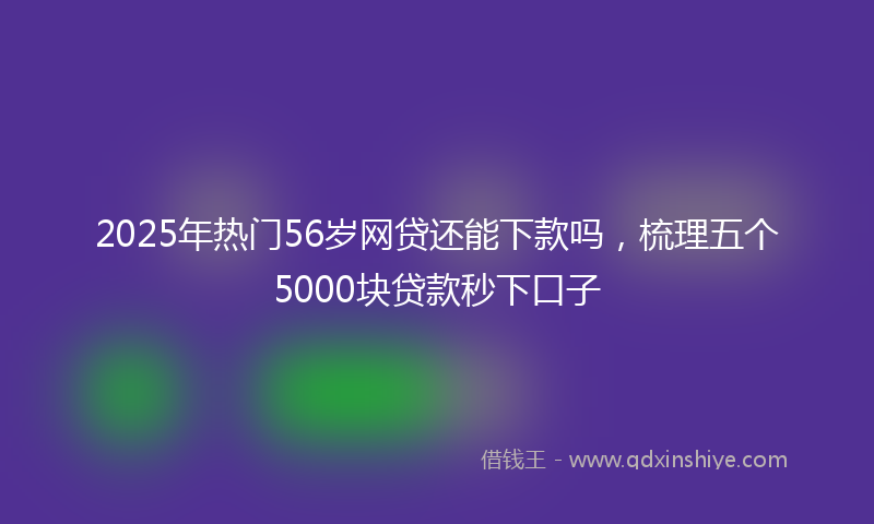 2025年热门56岁网贷还能下款吗，梳理五个5000块贷款秒下口子