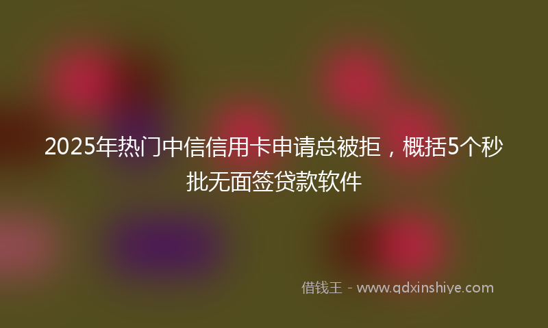 2025年热门中信信用卡申请总被拒，概括5个秒批无面签贷款软件