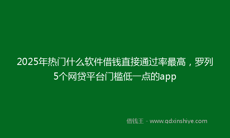 2025年热门什么软件借钱直接通过率最高，罗列5个网贷平台门槛低一点的app