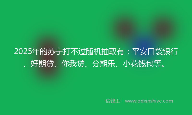 2025年的苏宁打不过随机抽取有：平安口袋银行、好期贷、你我贷、分期乐、小花钱包等。