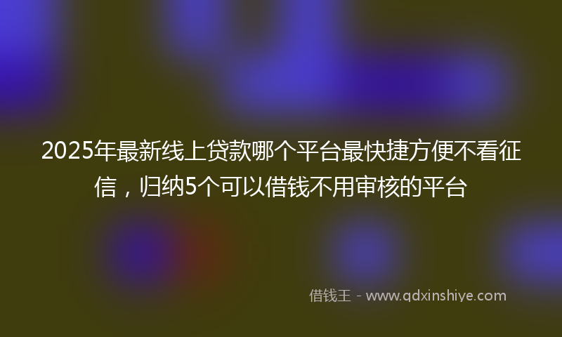 2025年最新线上贷款哪个平台最快捷方便不看征信，归纳5个可以借钱不用审核的平台