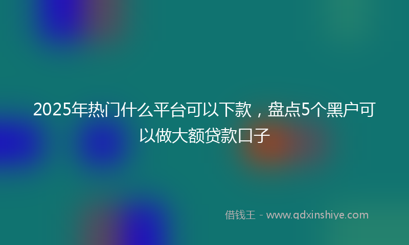2025年热门什么平台可以下款，盘点5个黑户可以做大额贷款口子