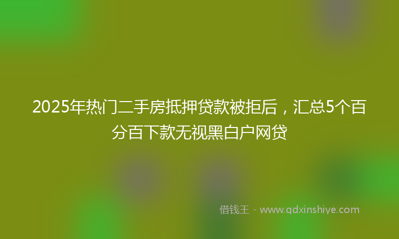 2025年热门二手房抵押贷款被拒后，汇总5个百分百下款无视黑白户网贷