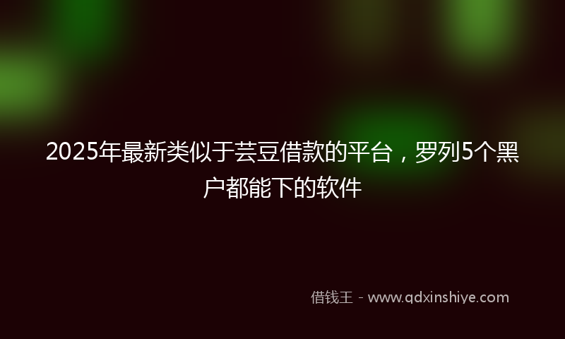 2025年最新类似于芸豆借款的平台，罗列5个黑户都能下的软件