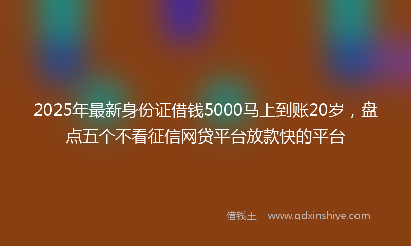 2025年最新身份证借钱5000马上到账20岁，盘点五个不看征信网贷平台放款快的平台
