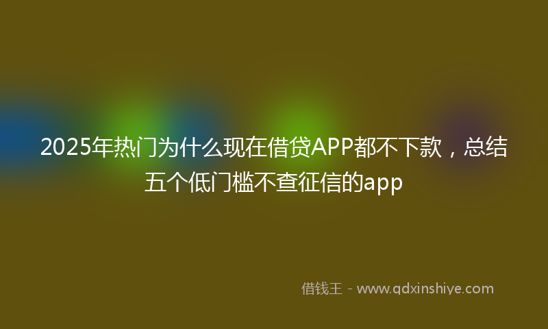 2025年热门为什么现在借贷APP都不下款，总结五个低门槛不查征信的app