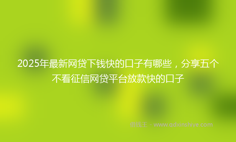 2025年最新网贷下钱快的口子有哪些，分享五个不看征信网贷平台放款快的口子