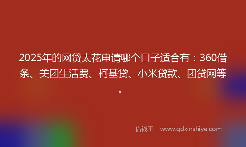2025年的网贷太花申请哪个口子适合有：360借条、美团生活费、柯基贷、小米贷款、团贷网等。