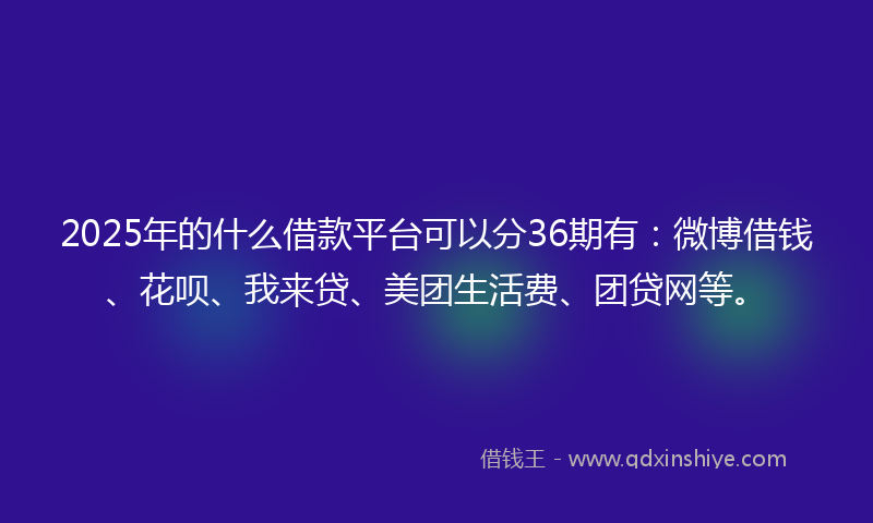 2025年的什么借款平台可以分36期有：微博借钱、花呗、我来贷、美团生活费、团贷网等。