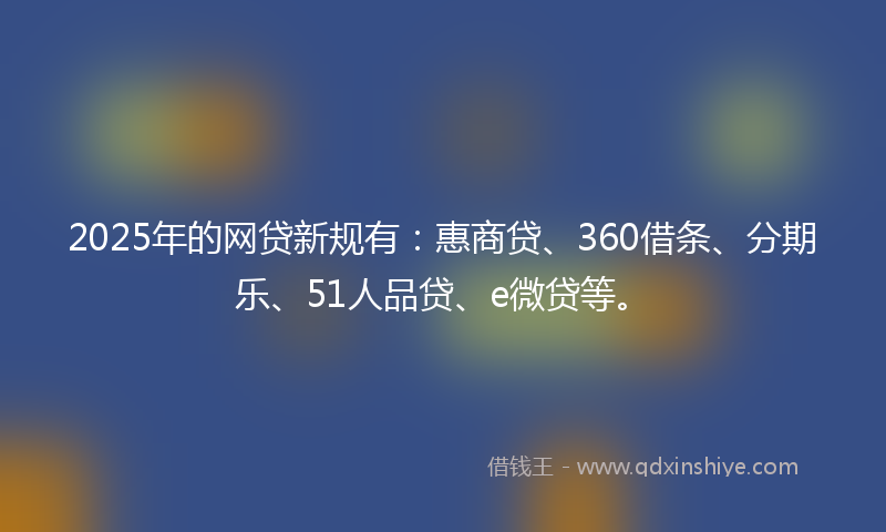 2025年的网贷新规有：惠商贷、360借条、分期乐、51人品贷、e微贷等。