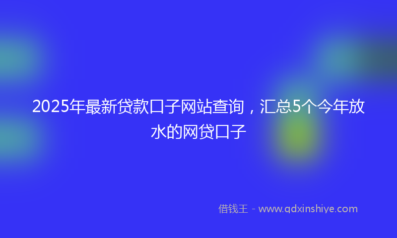 2025年最新贷款口子网站查询，汇总5个今年放水的网贷口子