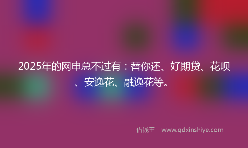 2025年的网申总不过有：替你还、好期贷、花呗、安逸花、融逸花等。