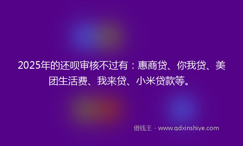 2025年的还呗审核不过有:惠商贷、你我贷、美团生活费、我来贷、小米贷款等。