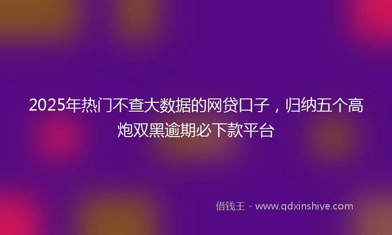2025年热门不查大数据的网贷口子，归纳五个高炮双黑逾期必下款平台