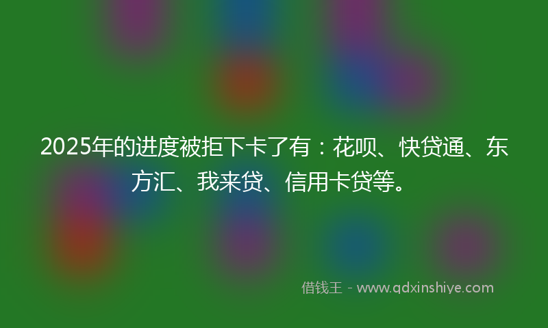 2025年的进度被拒下卡了有：花呗、快贷通、东方汇、我来贷、信用卡贷等。
