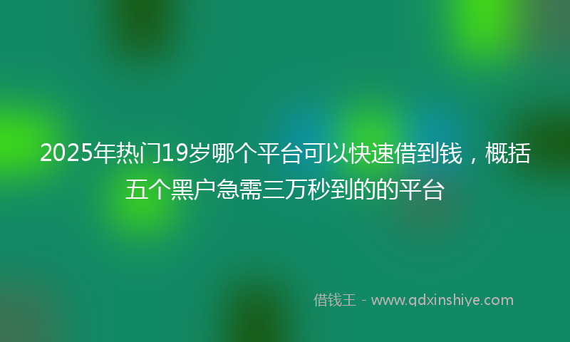 2025年热门19岁哪个平台可以快速借到钱，概括五个黑户急需三万秒到的的平台