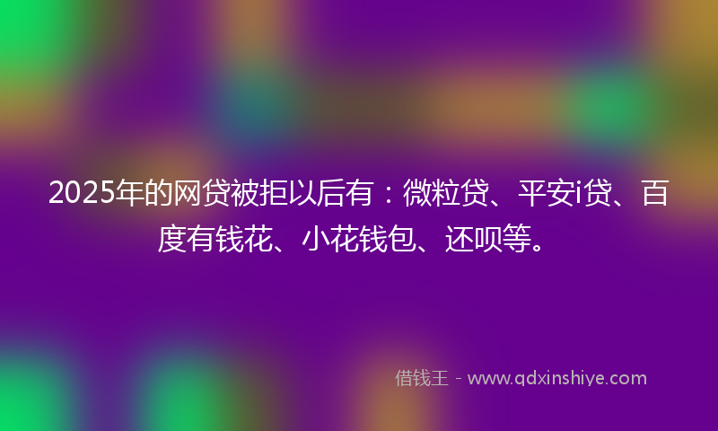 2025年的网贷被拒以后有：微粒贷、平安i贷、百度有钱花、小花钱包、还呗等。