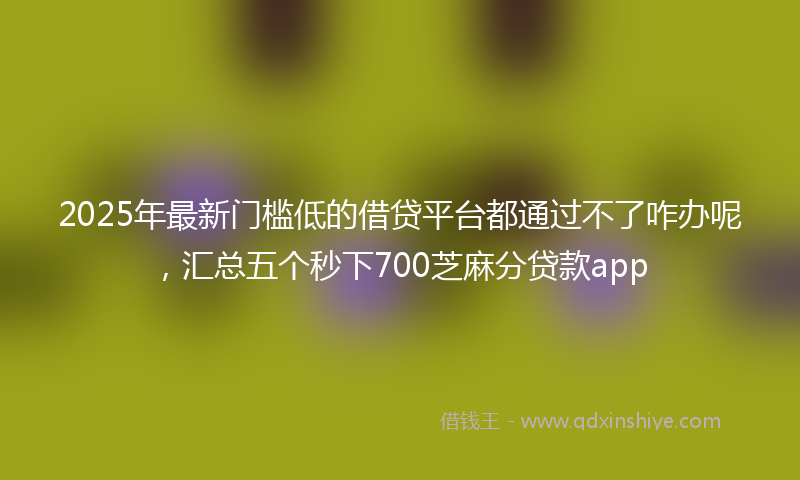 2025年最新门槛低的借贷平台都通过不了咋办呢，汇总五个秒下700芝麻分贷款app