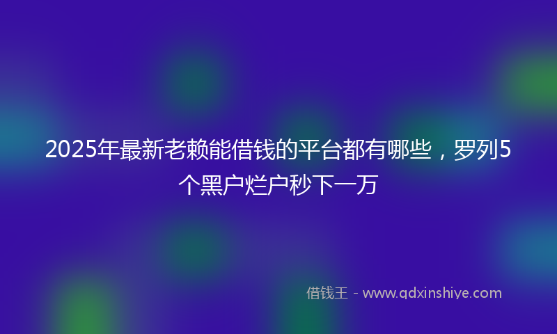 2025年最新老赖能借钱的平台都有哪些，罗列5个黑户烂户秒下一万