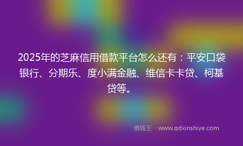 2025年的芝麻信用借款平台怎么还有：平安口袋银行、分期乐、度小满金融、维信卡卡贷、柯基贷等。