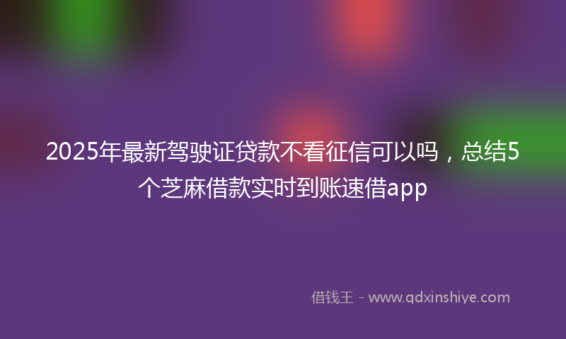 2025年最新驾驶证贷款不看征信可以吗，总结5个芝麻借款实时到账速借app
