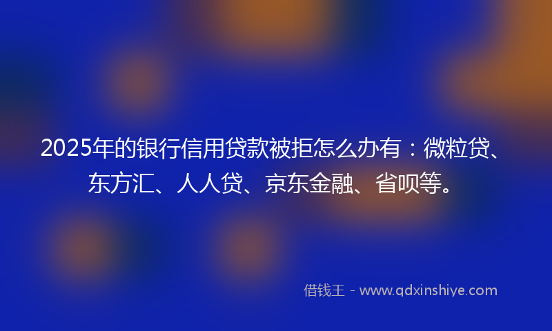 2025年的银行信用贷款被拒怎么办有：微粒贷、东方汇、人人贷、京东金融、省呗等。