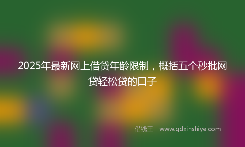 2025年最新网上借贷年龄限制，概括五个秒批网贷轻松贷的口子