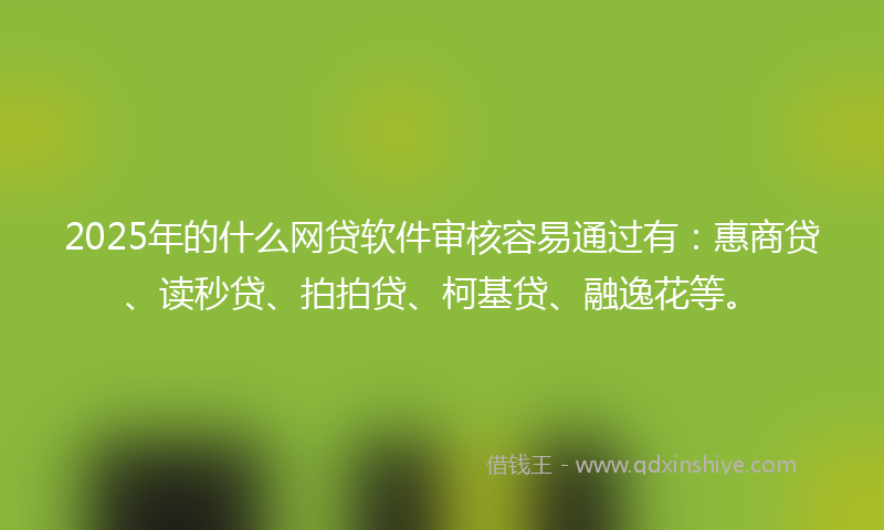 2025年的什么网贷软件审核容易通过有：惠商贷、读秒贷、拍拍贷、柯基贷、融逸花等。