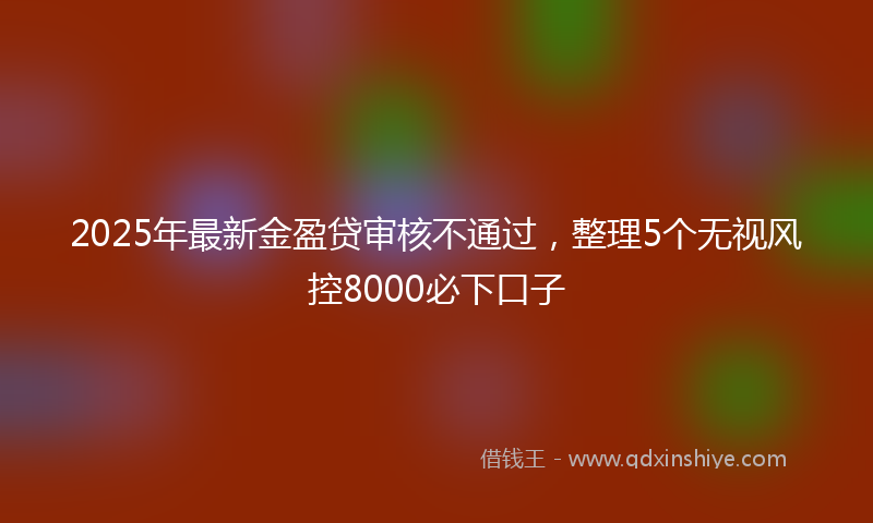 2025年最新金盈贷审核不通过，整理5个无视风控8000必下口子