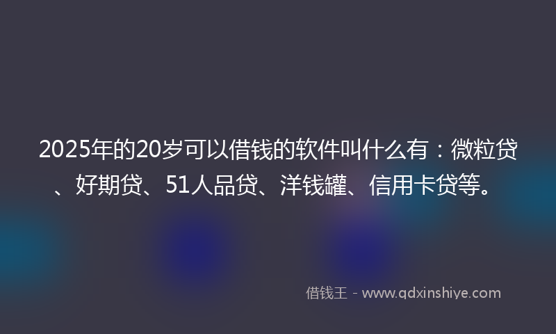 2025年的20岁可以借钱的软件叫什么有：微粒贷、好期贷、51人品贷、洋钱罐、信用卡贷等。