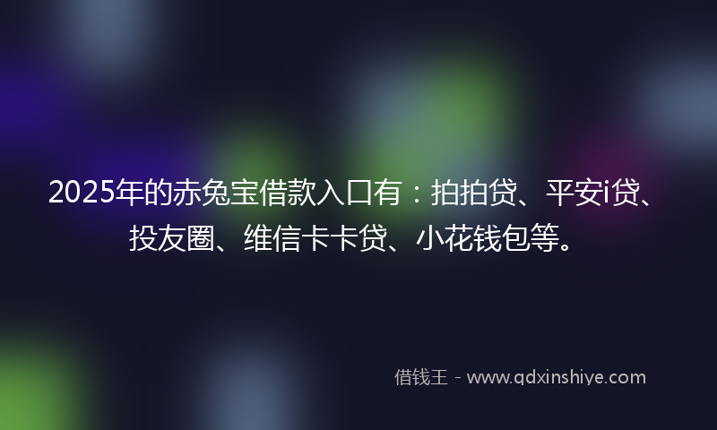 2025年的赤兔宝借款入口有：拍拍贷、平安i贷、投友圈、维信卡卡贷、小花钱包等。