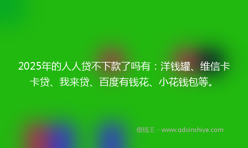 2025年的人人贷不下款了吗有：洋钱罐、维信卡卡贷、我来贷、百度有钱花、小花钱包等。