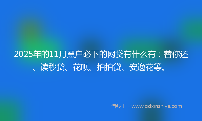 2025年的11月黑户必下的网贷有什么有：替你还、读秒贷、花呗、拍拍贷、安逸花等。