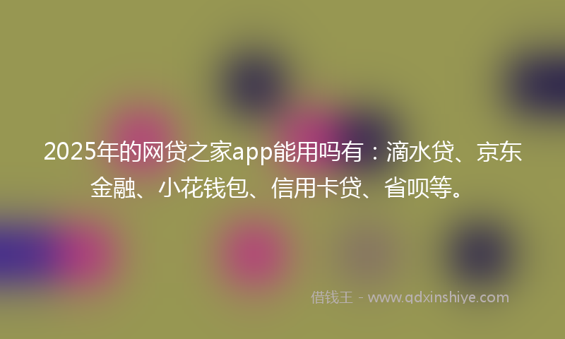 2025年的网贷之家app能用吗有：滴水贷、京东金融、小花钱包、信用卡贷、省呗等。