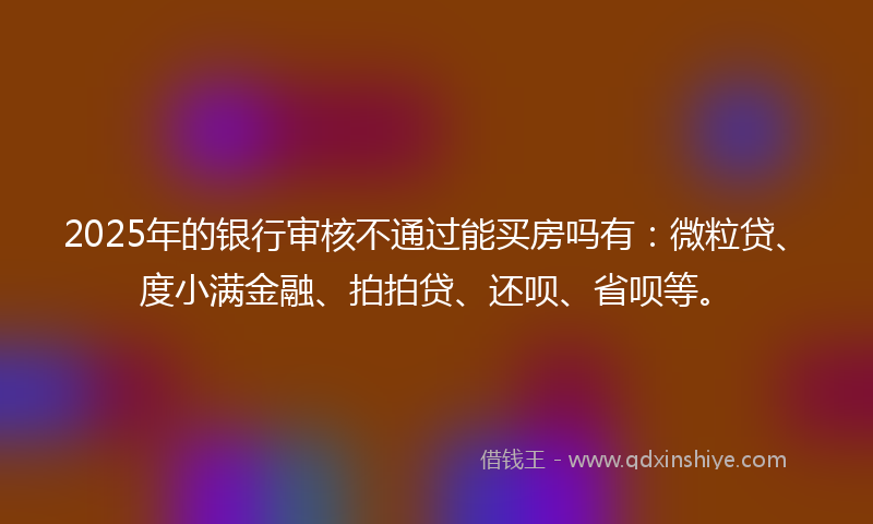 2025年的银行审核不通过能买房吗有：微粒贷、度小满金融、拍拍贷、还呗、省呗等。