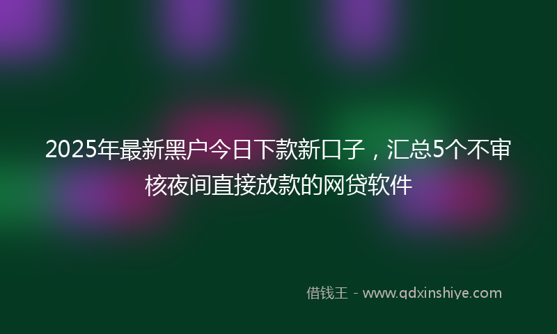 2025年最新黑户今日下款新口子，汇总5个不审核夜间直接放款的网贷软件