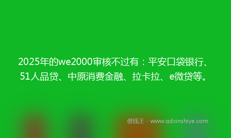 2025年的we2000审核不过有：平安口袋银行、51人品贷、中原消费金融、拉卡拉、e微贷等。