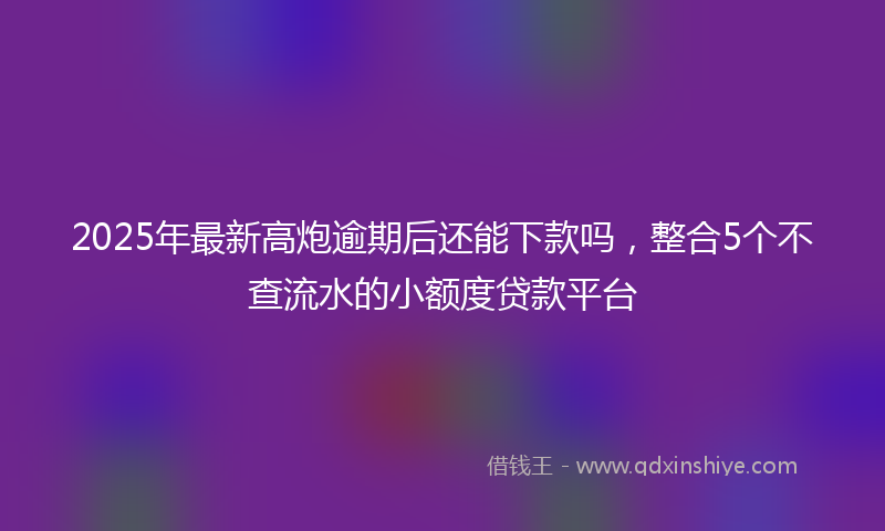 2025年最新高炮逾期后还能下款吗，整合5个不查流水的小额度贷款平台