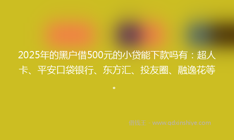 2025年的黑户借500元的小贷能下款吗有：超人卡、平安口袋银行、东方汇、投友圈、融逸花等。