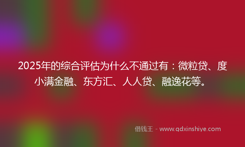 2025年的综合评估为什么不通过有：微粒贷、度小满金融、东方汇、人人贷、融逸花等。