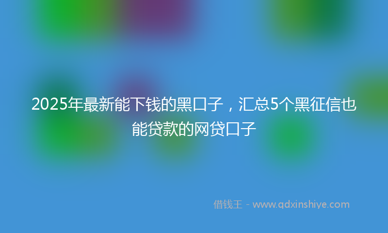 2025年最新能下钱的黑口子，汇总5个黑征信也能贷款的网贷口子