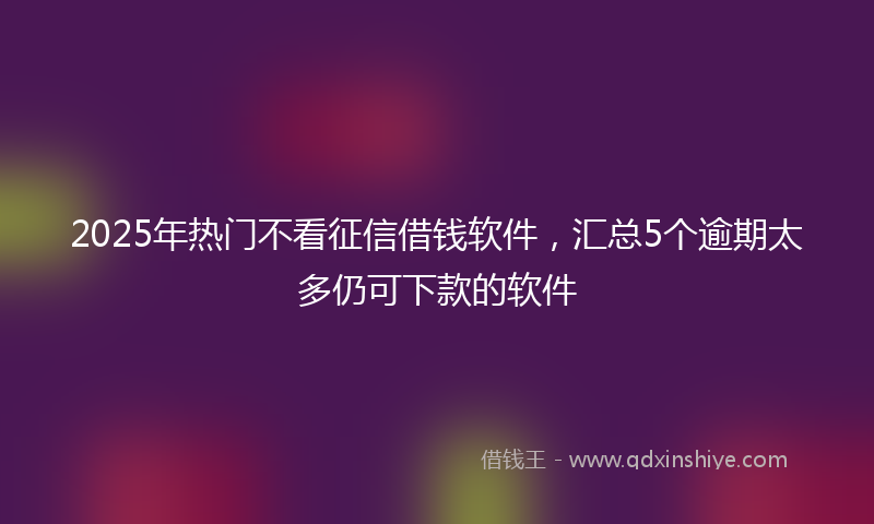 2025年热门不看征信借钱软件，汇总5个逾期太多仍可下款的软件