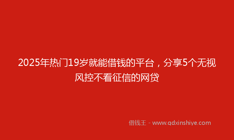 2025年热门19岁就能借钱的平台，分享5个无视风控不看征信的网贷