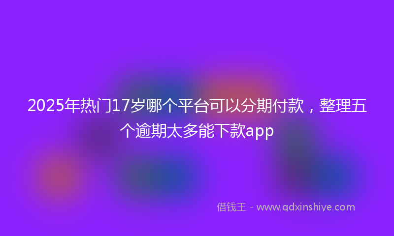 2025年热门17岁哪个平台可以分期付款，整理五个逾期太多能下款app