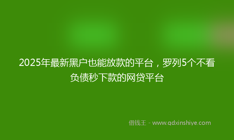 2025年最新黑户也能放款的平台，罗列5个不看负债秒下款的网贷平台