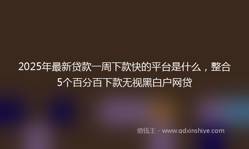 2025年最新贷款一周下款快的平台是什么，整合5个百分百下款无视黑白户网贷