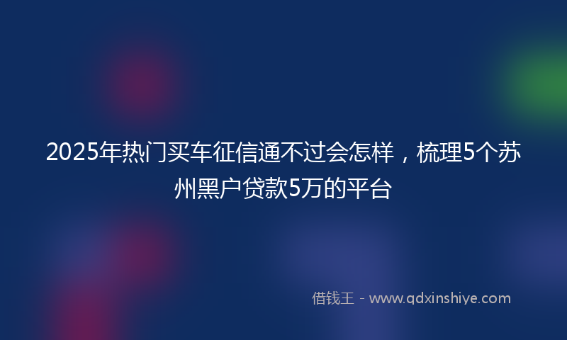 2025年热门买车征信通不过会怎样，梳理5个苏州黑户贷款5万的平台
